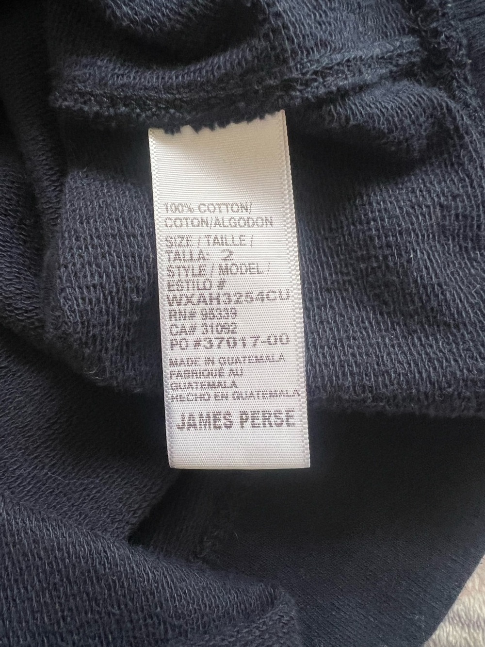 James Perse Dark Blue Pullover Hoodie Sweatshirt Cotton Size 2 - Picture 9 of 9
